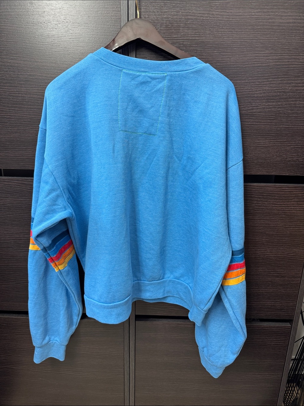 Aviator Nation Rainbow Stitch Sleeve Crew Relaxed Sweatshirt - Picture 11 of 11
